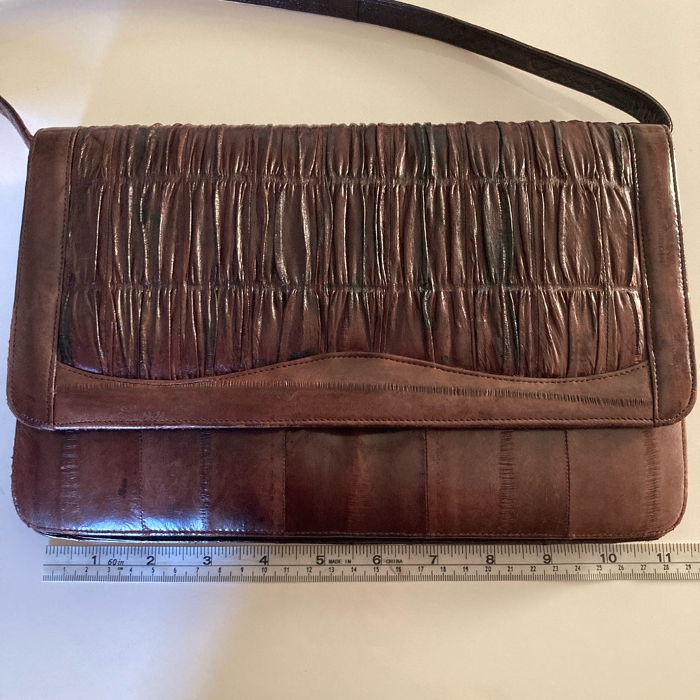 Vintage 1970's Gorgeous Brown Eel Skin Shoulder Bag